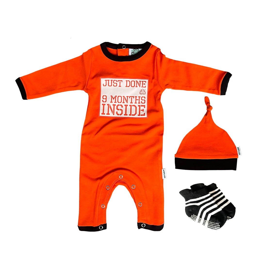 Just done 9 months hot sale inside baby grow orange